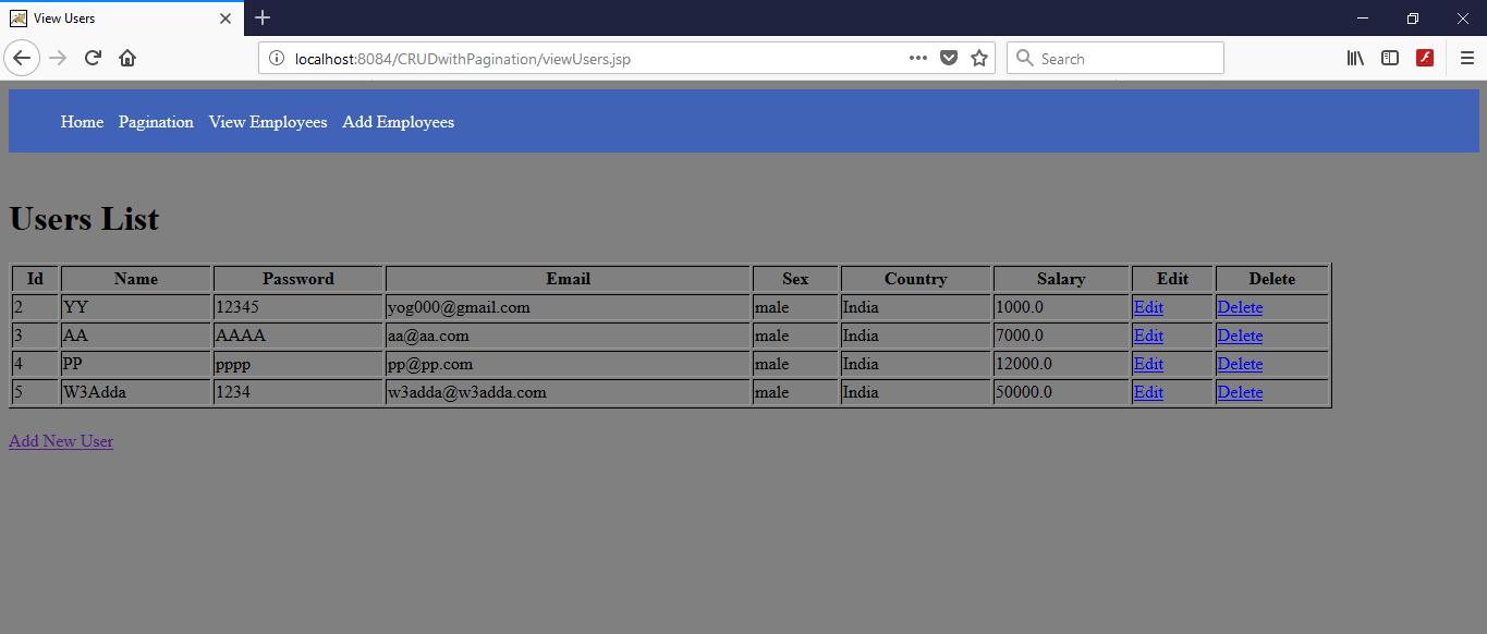 JSP CRUD Example W3Schools Tutorialspoint W3Adda