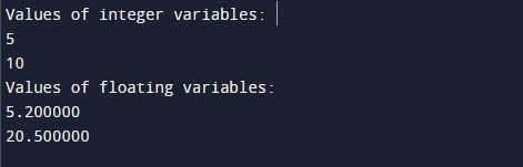 C-Program-for-Declaring-variable-and-Printing-Its-Value