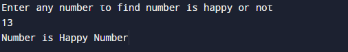 C Program to print whether given Number is Happy or not