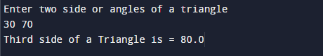 C program to enter two angles of a triangle and find the third angle.