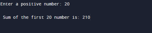 C program to calculate sum of n numbers