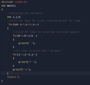C Program to Create Pyramid - W3Adda