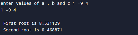 C Program to Solve Second Order Quadratic Equation