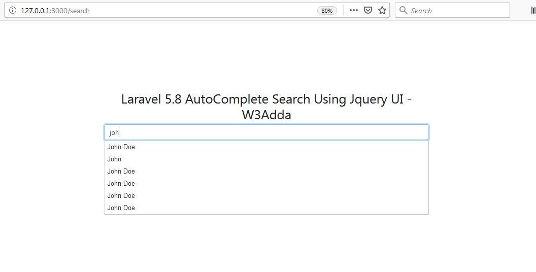 Laravel 5.8 Jquery UI Search Example W3Schools