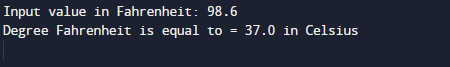 Java Program to Convert Fahrenheit to Celsius