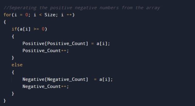 C Program For Count Positive And Negative Number In An Array